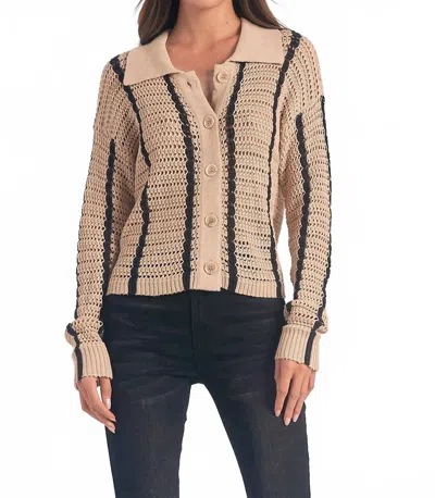 Elan V-neck Button Down Sweater In Tan In Neutral