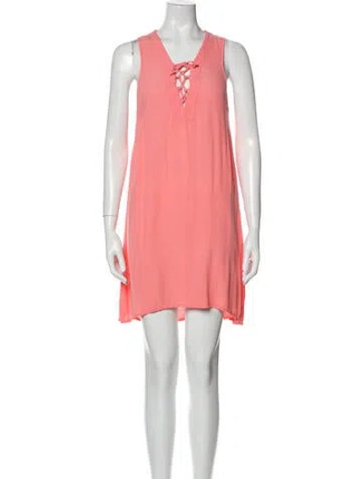 Pre-owned Elan V-neck Mini Dress In Orange