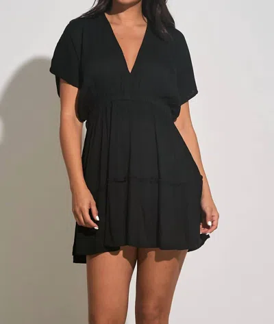 Elan Vneck Ruffle Dress In Black
