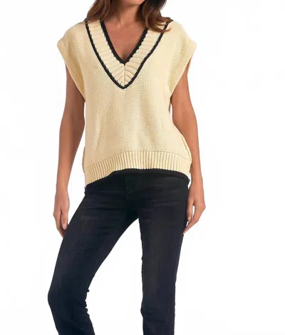 Elan V-neck Sweater Vest In Cream In Yellow