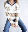 Elan Half Zip Collared Sweater In Camel In Multi
