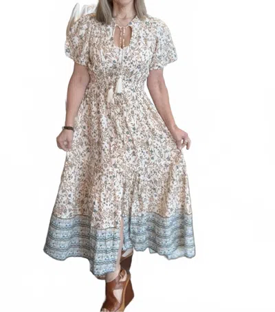 Elan Whimsy Floral Maxi Dress In Sky Blue In Multi