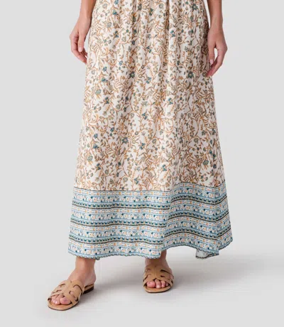 Elan Whimsy Print Maxi Skirt In Blue In Multi