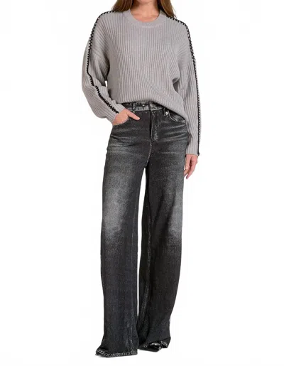 Elan Whipstich Sweater In Grey Black In Gray