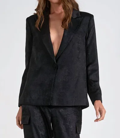 Elan Wide Lapel Blazer In Metallic Black