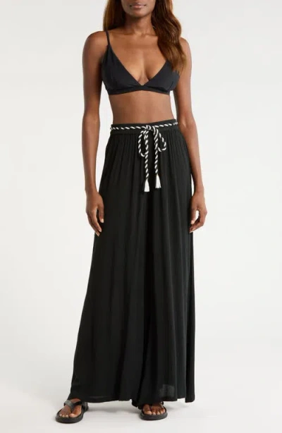 Elan Wide Leg Cover-up Pants In Black
