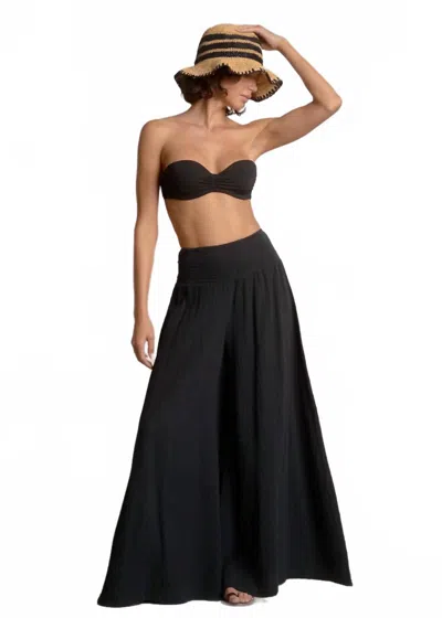 Elan Wide Leg Flow Pant In Black In Brown