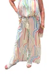 Elan Santa Barbara Wide Leg Pant In Multi Colored Strip In Multi