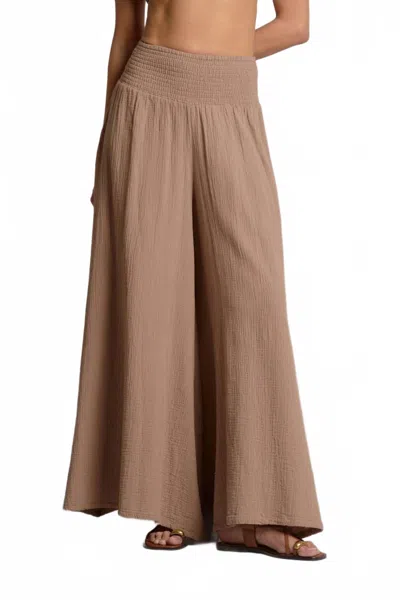 Elan Wide Leg Palazzo Pants In Taupe In Gray