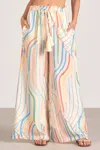 Elan Santa Barbara Wide Leg Pant In Multi Colored Strip In Multi