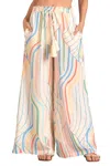Elan Santa Barbara Wide Leg Pant In Multi Colored Strip In Multi