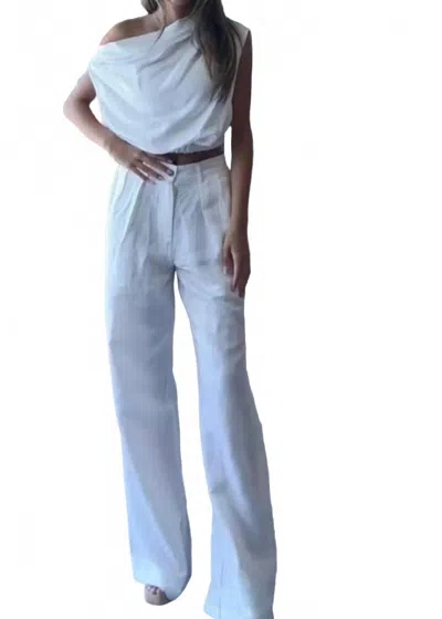 Elan Wide Leg Pleated Pants In White