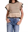 Elan Willow Sweater Top In Brown In Pink