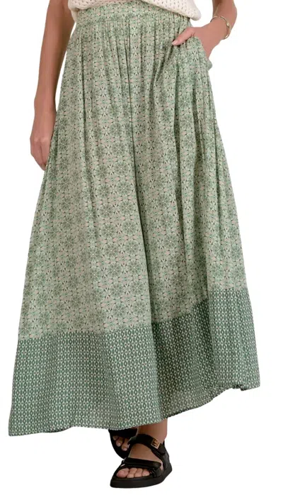 Elan Willow Wander Maxi Skirt In Green In Multi