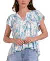 Elan Allure Print Blouse In Blue In Blue