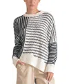 Elan Fall Sweater In Black White Stripe In Multi