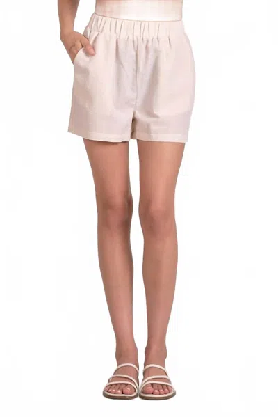 Elan Women's Beach Shorts In Tan Seersucker In Pink