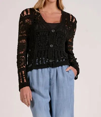 Elan Women's Blake Crochet Cardigan In Black