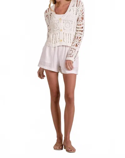 Elan Women's Blake Crochet Cardigan In White