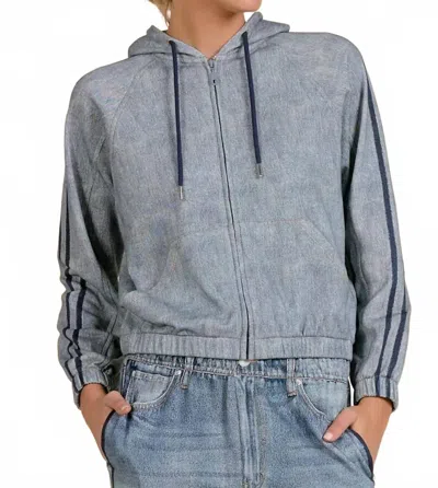 Elan Women's Bomber Hoodie In Blue In Gray