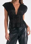 Elan Disco Nights Blouse In Black In Multi
