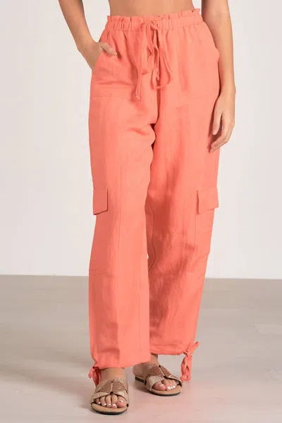 Elan Drawstring Cargo Pants In Coral In Brown