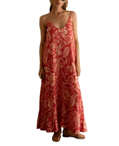 Elan Women's Cartagen-print Sleeveless Maxi Dress In Red Maldives Print