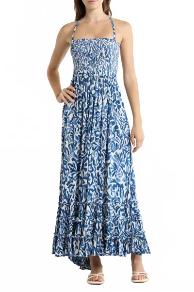 Elan Women's Coralina Maxi Dress In Blue In Multi
