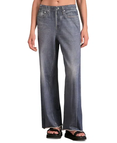 Elan Women's Cotton High-rise Faux-denim Straight-leg Pants In Dark Denim