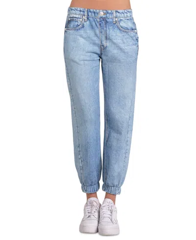 Elan Women's Cotton Mid-rise Sweatpant Jogger Jeans In Denim