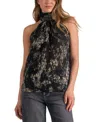 Elan Plisse Sleeveless Top In Black Gold