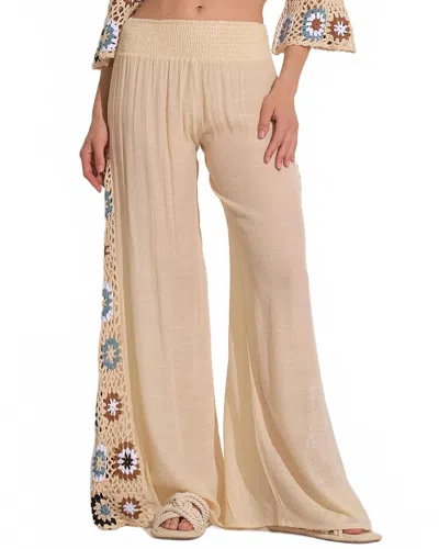 Elan Women's Crochet Panel Pants In Natural