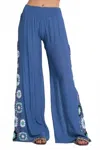 Elan Palma Crochet Detail Pant In Blue In Blue