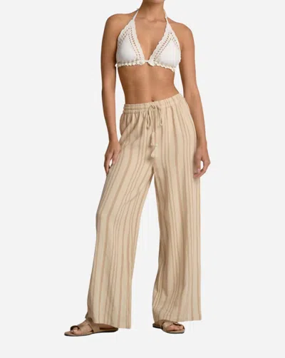 Elan Women's Drawstring Stripe Pants In Taupe In Brown