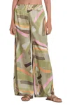 Elan Women's Elastic Pants In Green Manila In Multi