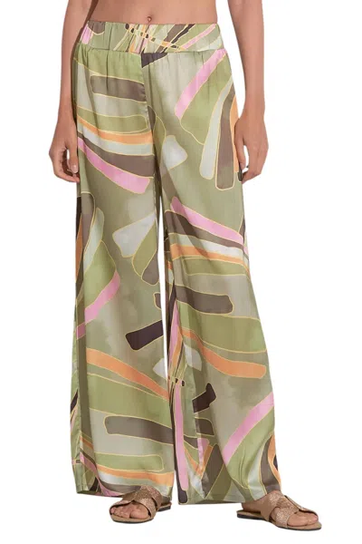 Elan Women's Elastic Pants In Green Manila In Multi