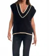 Elan V Neck Sweater Vest In Black In Black