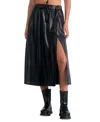 Elan Faux Leather Drawstring Skirt In Black In Black