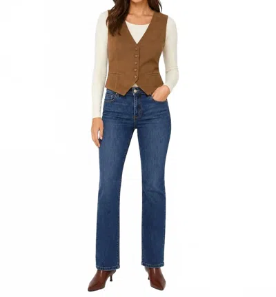 Elan Women's Faux Suede Vest In Brown