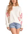Elan Heart Crewneck Sweater In Off White In Off White Heart