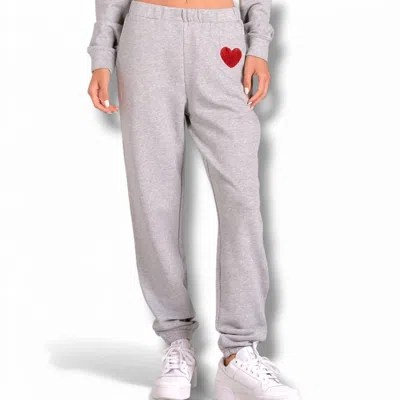 Elan Women's Hearts Desire Sweatpants In Grey/red Heart In Gray