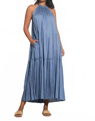Elan Women's High Neck Tiered Maxi Dress In Deep Blue