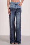 Elan Jade High Rise Sweatpant Jean In Denim 2 Tone In Blue