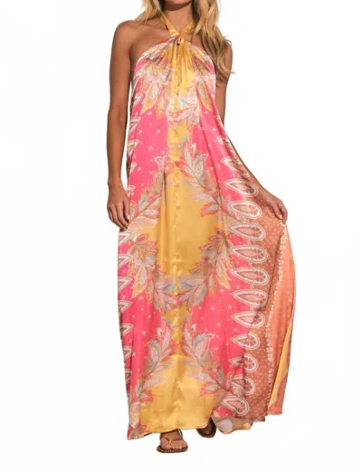 Elan Women's Leigh Halter Maxi Dress In Pink Bali In Multi