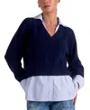 Elan Layered Sweater In Navy