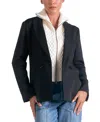 Elan Womens Collar Polyester One-button Blazer In Black