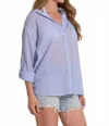 Elan Resort Button-down Heart Graphic Top In Blue And White In Blue