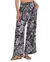 Elan Floral Cascade Flowy Wide Leg Pants In Black Maldives Print In Black Maldives Print