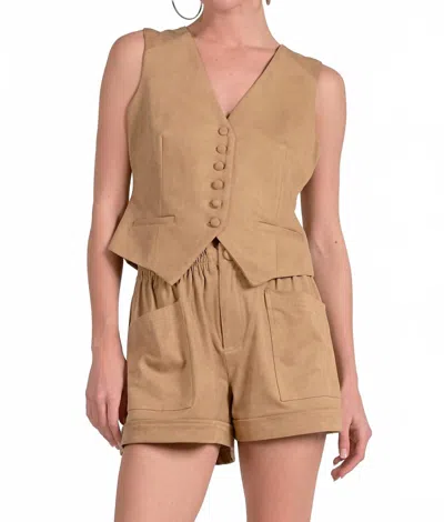 Elan Women's Microsuede Vest In Beige In Nude