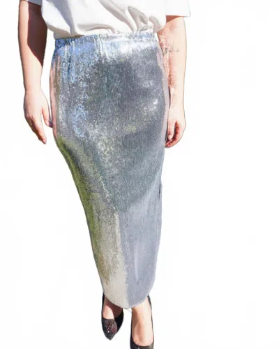 Elan Women's Midi Sequin Skirt In Silver In Neutral